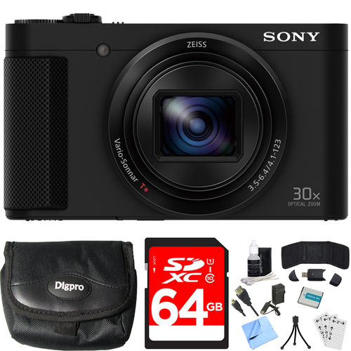 Sony Cyber-shot HX80 Compact Digital Camera (Black) 64GB Memory Card Bundle