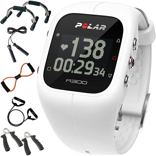 Polar A300 Fitness Tracker and Activity Monitor, White + 7-in-1 Fitness Kit