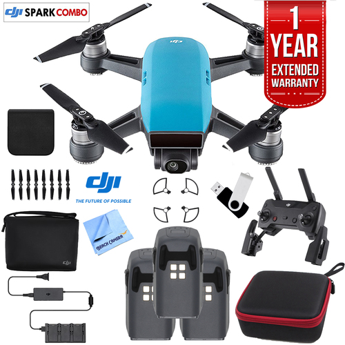 DJI SPARK Fly More Drone Combo Sky Blue - CP.PT.000902 Triple Battery Bundle