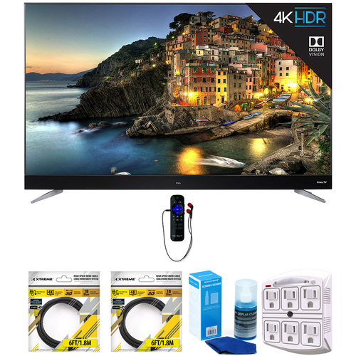 TCL 55` 4K UHD Dolby Vision Roku Smart LED TV w/ WiFi (2017) w/ Cleaning Bundle