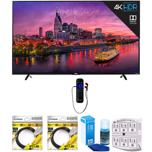 TCL 55` 4K Ultra HD Roku Smart LED TV w/ WiFi (2017) with Cleaning Bundle