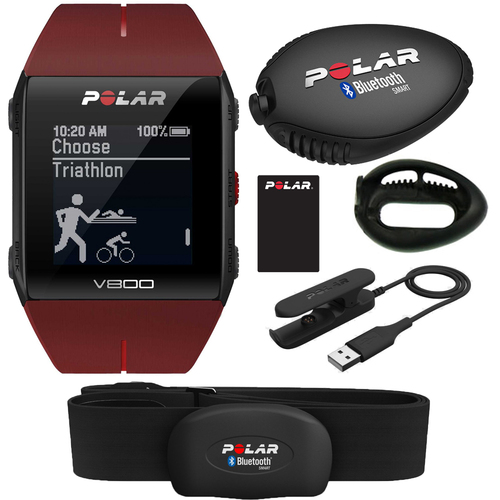 Polar V800 GPS Sports Watch with H7 Heart Rate Sensor (Red) and Stride Sensor