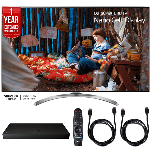 LG SUPER UHD 55` 4K HDR Smart LED TV w/ Blu-ray Player + Extented Warranty Bundle
