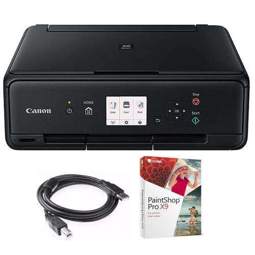 Canon PIXMA TS5020 Wireless Color Photo Printer Black with Paint Shop Bundle