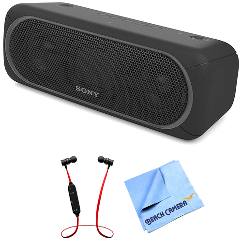 Sony XB40 Portable Wireless Bluetooth Speaker Black with Headphones Bundle
