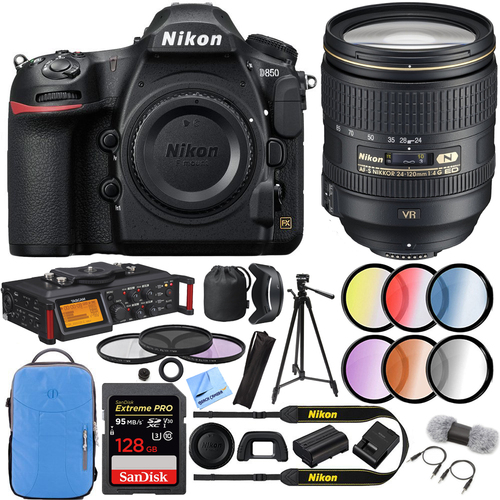Nikon D850 45.7MP Full-Frame FX DSLR Camera 24-120mm f/4G ED VR AF-S NIKKOR Lens Kit