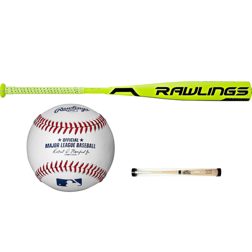 Rawlings Quatro Composite High School/College BBCOR Baseball Bat+Ball and Sleeve