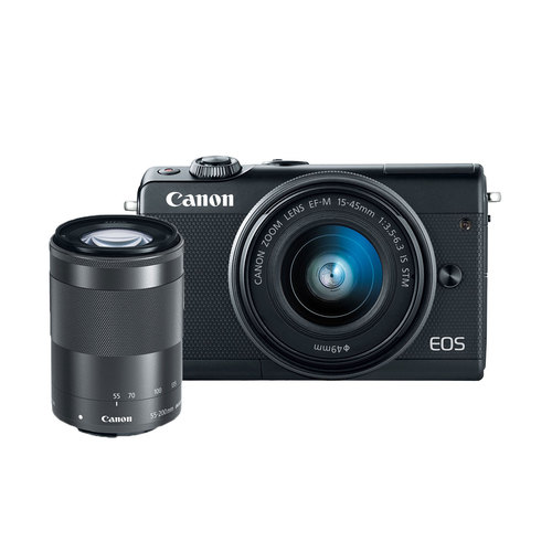 Canon EOS M100 24.2MP Digital Camera with EF-M 15-45mm & 55-200mm IS STM Lens (Black)