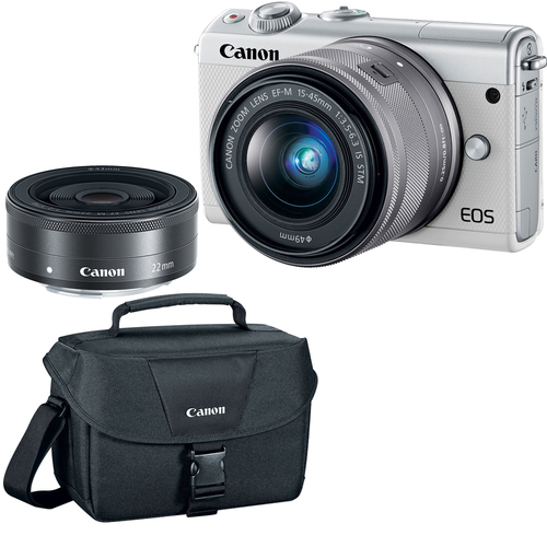 Canon EOS M100 24.2MP Mirrorless Digital Camera w/ EF-M 15-45mm IS STM Lens (White)