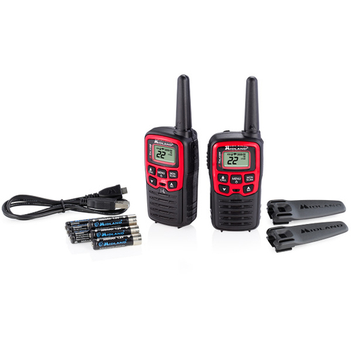 Midland T31VP 22 Channel/26 Mile Two Way Radio with 38 CTCSS, W/X Alert, Battery & USB