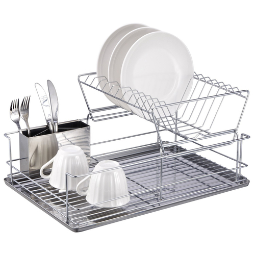 Diamond Home 2-Tier Steel Dish Rack with Removable Utensil Cup - DD10086