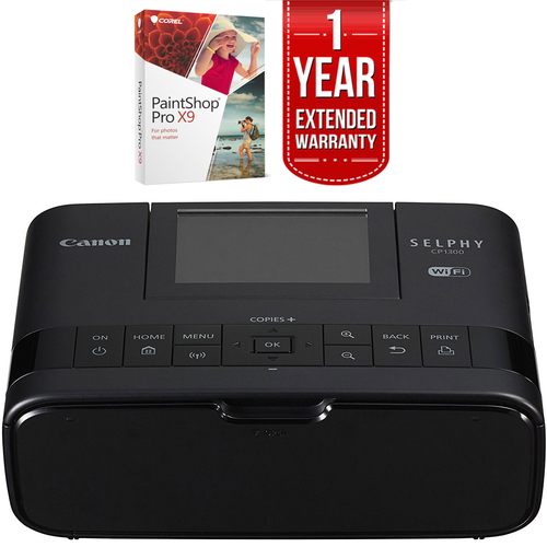 Canon CP1300 Wireless Photo Printer w/AirPrint Black + 1 Year Extended Warranty