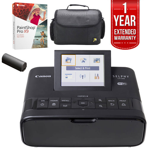 Canon CP1300 Wireless Printer & Battery Black + 1 Year Extended Warranty Bundle