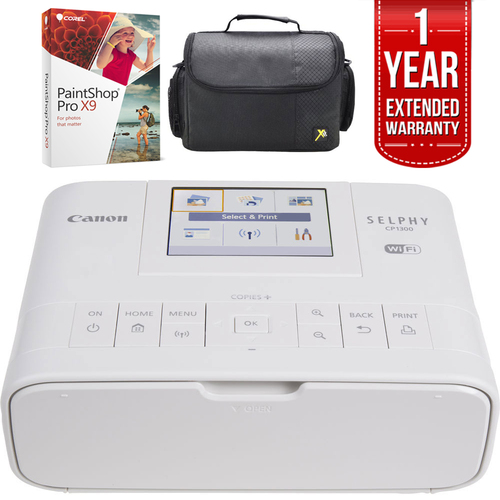 Canon CP1300 Wireless Printer w/AirPrint White + 1 Year Extended Warranty Bundle