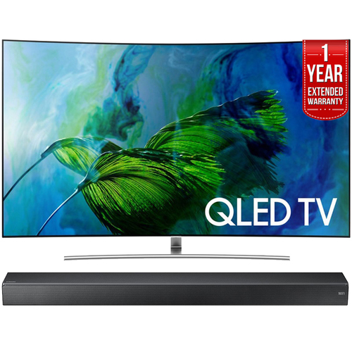 Samsung QN55Q8C 55` 4K Curved QLED Smart HDTV+Sound+ Premium Soundbar+Extended Warranty