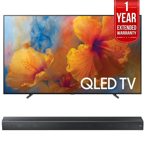 Samsung 75` 4K UHD Smart QLED TV w/ Sound+ Premium Soundbar + Extended Warranty