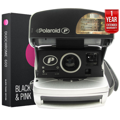 Impossible Polaroid 600 Round Camera Silvr+Instant Film+1 Year Extended Warranty