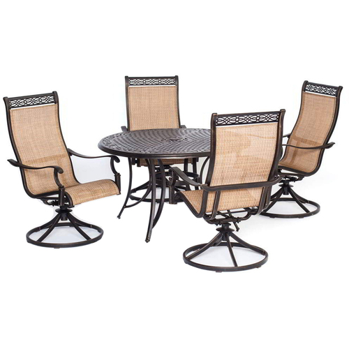 Hanover Manor 5 Piece Outdoor Dining Set with Four Swivel Rockers - MANDN5PCSW-4