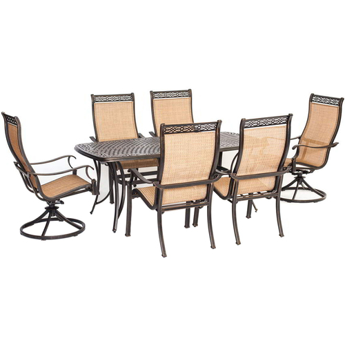 Hanover Manor 7 Piece Outdoor Dining Set with Two Swivel Rockers - MANDN7PCSW-2