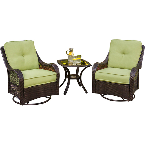 Hanover Orleans 3 Piece Outdoor Lounging Set in Avocado Green - ORLEANS3PCSW