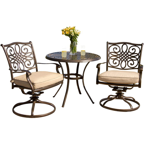 Hanover Traditions 3-Piece Deep-Cushioned Outdoor Bistro Set - TRADITIONS3PCSW