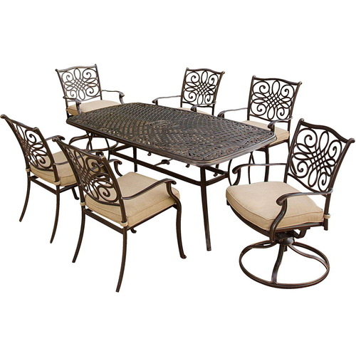 Hanover Traditions 7 Piece Deep Cushioned Outdoor Dining Set - TRADITIONS7PCSW