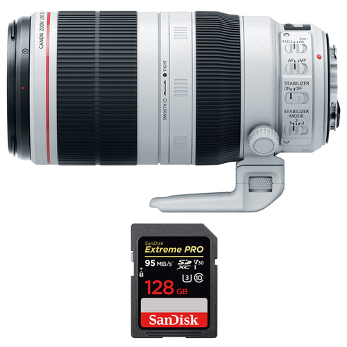Canon EF 100-400mm f/4.5-5.6L IS II USM Lens w/ Sandisk 128GB Memory Card
