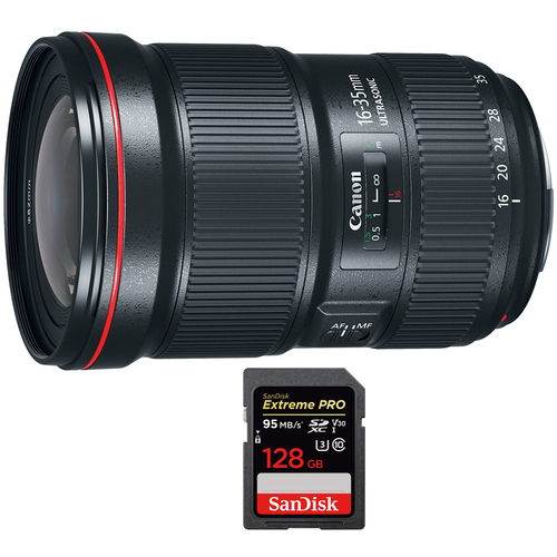 Canon EF 16-35mm f/2.8L III USM Ultra Wide Angle Zoom Lens + 128GB Memory Card