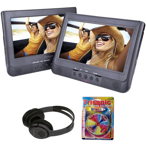 Sylvania 10.1` Dual Screen Portable DVD Player with Bluetooth Headphones Bundle