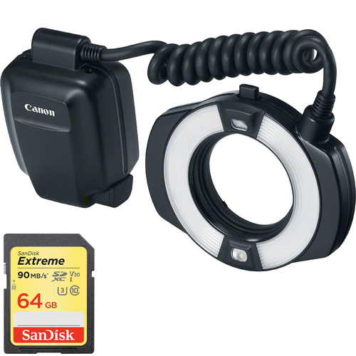 Canon Macro Ring Lite MR-14EX II Flash w/ Sandisk 64GB Memory Card