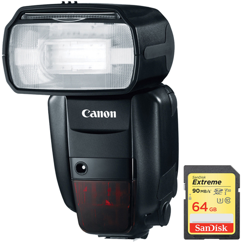 Canon Speedlite 600EX-RT Professional Camera Flash w/ Sandisk 64GB Memory Card
