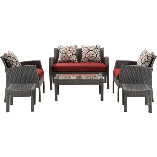 Hanover Chelsea 6-Piece Patio Set in Crimson Red - CHEL-6PC-RED
