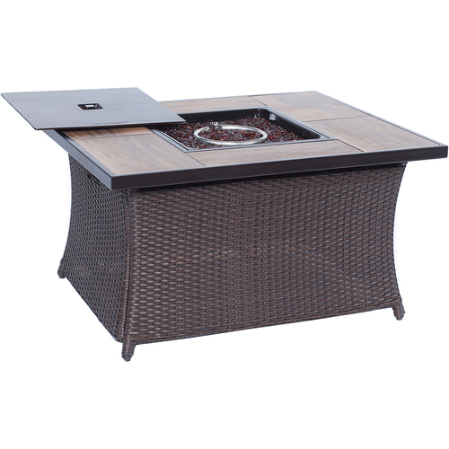 Hanover Woven 40000 BTU Fire Pit Coffee Table - COFFEETBLFP-TILE