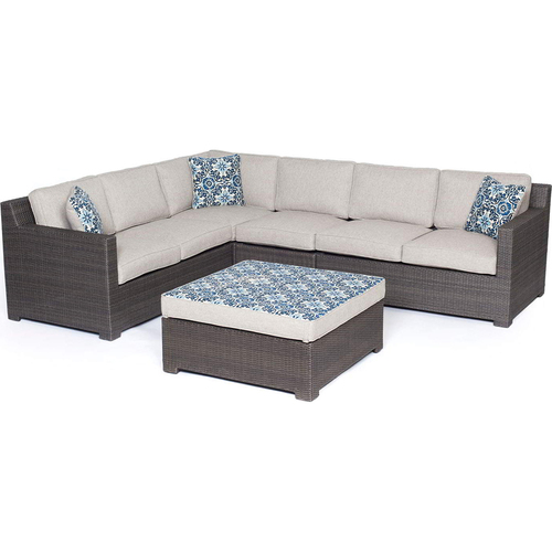 Hanover Metropolitan 5-Piece Sectional Set in Silver with Gray Weave - METRO5PC-G-SLV
