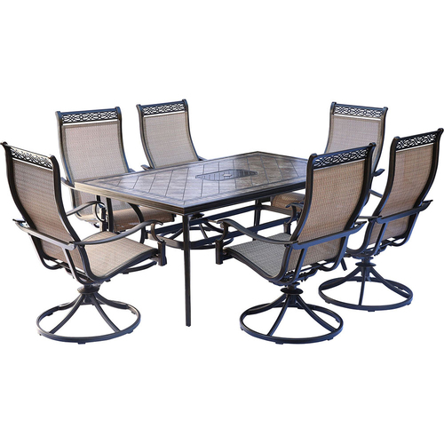 Hanover Monaco 7-Piece Dining Set w/ Six Swivel Rockers and Dining Table - MONDN7PCSW-6