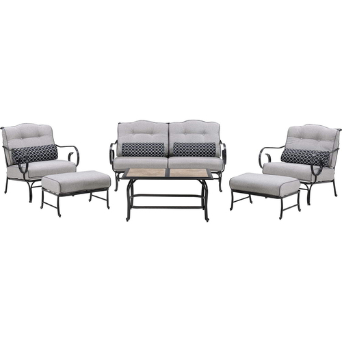 Hanover Oceana 6-Piece Seating Set with Tile-top Coffee Table - OCEANA6PC-TL-SLV