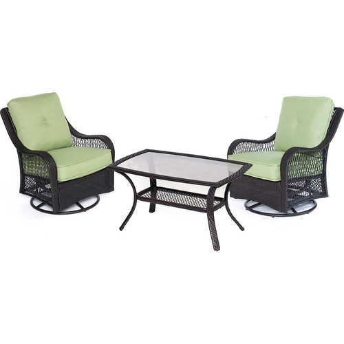 Hanover Orleans 3 Piece Patio Chat Set in Avocado Green - ORLEANS3PCSWCT-B-GRN