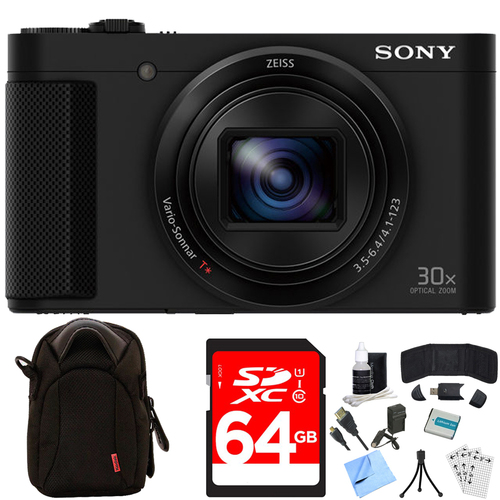 Sony Cyber-shot HX80 Compact Digital Camera (Black) 64GB Memory Card Deluxe Bundle