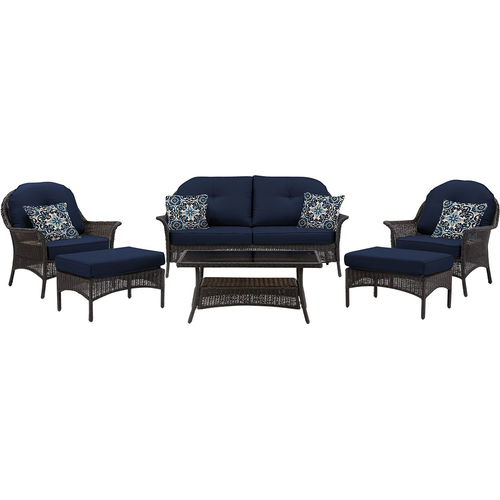Hanover San Marino 6-Piece Seating Set in Navy Blue - SMAR-6PC-NVY