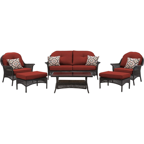 Hanover San Marino 6-Piece Seating Set in Crimson Red - SMAR-6PC-RED