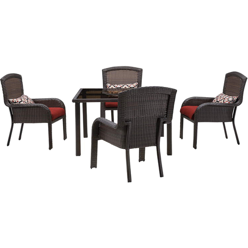 Hanover Strathmere 5-Piece Square Dining Set - STRADN5PCSQ-RED