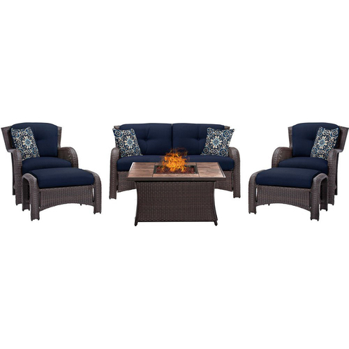 Hanover Strathmere 6-Piece Lounge Set in Navy Blue - STRATH6PCFP-NVY-TN
