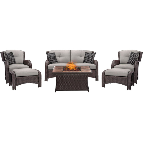 Hanover Strathmere 6-Piece Lounge Set in Silver Lining - STRATH6PCFP-SLV-TN