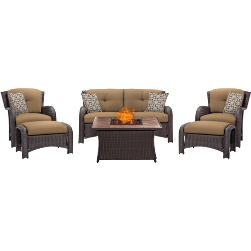 Hanover Strathmere 6-Piece Lounge Set in Country Cork - STRATH6PCFP-TAN-TN