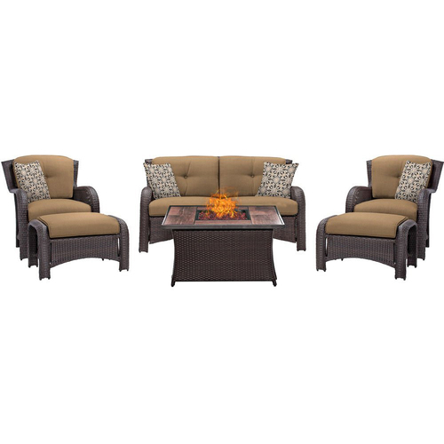 Hanover Strathmere 6-Piece Lounge Set in Country Cork - STRATH6PCFP-TAN-WG