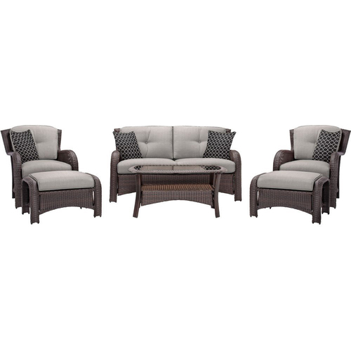 Hanover Strathmere 6-Piece Seating Set in Silver Lining - STRATHMERE6PCSLV