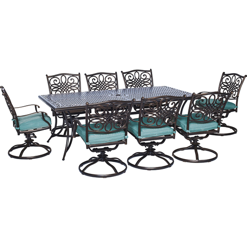 Hanover Traditions 9-Piece Dining Set in Ocean Blue - TRAD9PCSW8-BLU