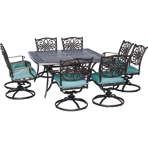 Hanover Traditions 9-Piece Traditions Square Dining Set in Ocean Blue - TRAD9PCSWSQ8-BLU