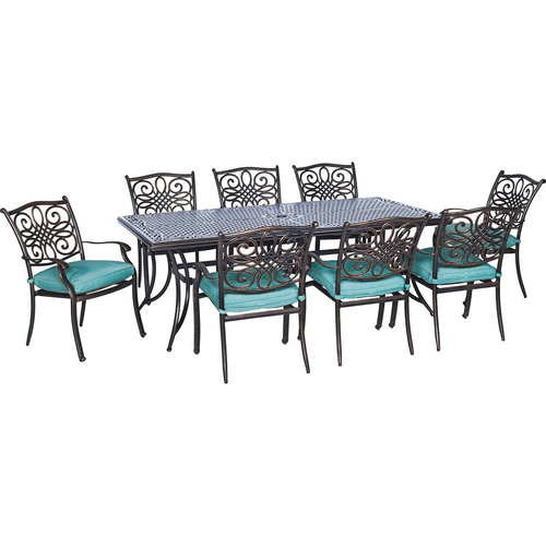 Hanover Traditions 9-Piece Dining Set in Ocean Blue - TRADDN9PC-BLU