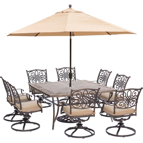 Hanover Traditions 9-Piece Dining Set in Tan - TRADDN9PCSWSQ8-SU